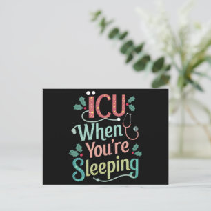 ICU Als Je Slaapt ICU Verpleegster Kerstmis  Feestdagenkaart
