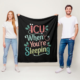 ICU Als Je Slaapt ICU Verpleegster Kerstmis Fleece Deken