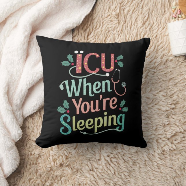 ICU Als Je Slaapt ICU Verpleegster Kerstmis  Kussen (Deken)