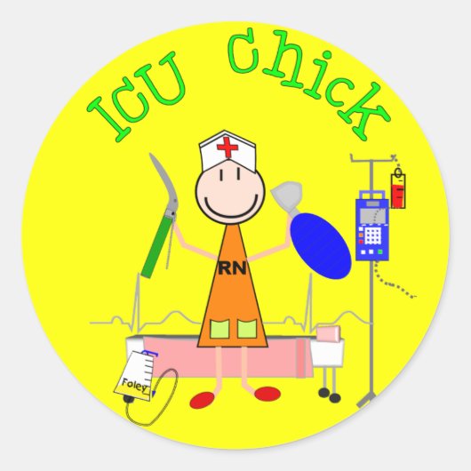 ICU Chick (verpleegster) Ronde Sticker (Voorkant)