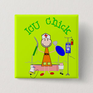ICU Chick (verpleegster) Vierkante Button 5,1 Cm
