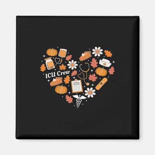 ICU Crew Nurse Herfst Hart Herfst Pompoen Thanksgi Magneet (Voorkant)