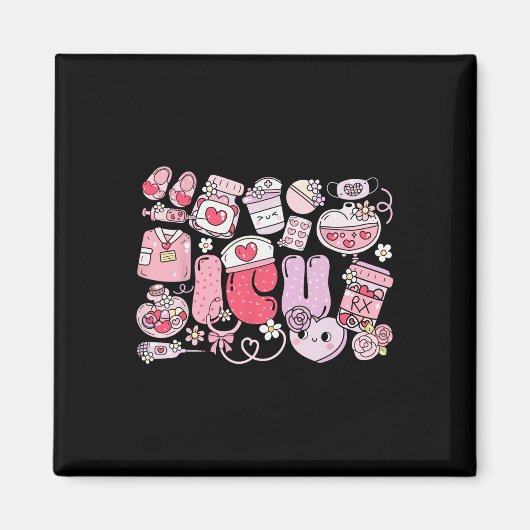 Icu Happy Valentines Day Intensive Care Unit Nurse Magneet (Voorkant)