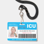 ICU | Intensive Care Unit Employee Photo ID Badge (Front with Lanyard)