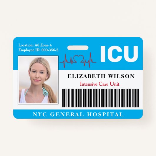ICU | Intensive Care Unit Employee Photo ID Badge (Voorkant)