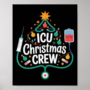 Icu Kerst Crew Vakantie Verpleegster Intensieve Zo Poster