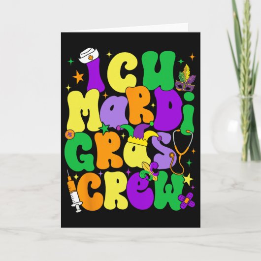 Icu Mardi Gras Crew Verpleegster Grappig Carnaval Kaart (Voorkant)