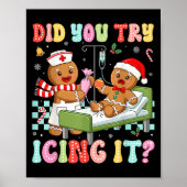 Icu Nurse Did You Try Icing It Christmas Retro Gin Poster (Voorkant)