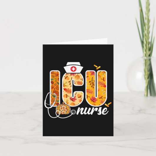 ICU Nurse Herfst Autumn Leaves Thanksgiving Health Kaart (Voorkant)