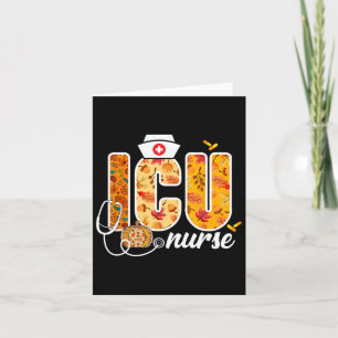 ICU Nurse Herfst Autumn Leaves Thanksgiving Health Kaart