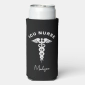 ICU Nurse Medical Caduceus Script Aangepast Seltzer Blikjeskoeler (Seltzer Achterkant)