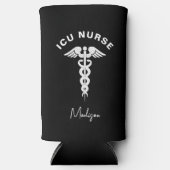 ICU Nurse Medical Caduceus Script Aangepast Seltzer Blikjeskoeler (Voorkant)