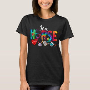 ICU Nurse Tie Dye Love Heart Stethoscoop RN Nurse T-shirt