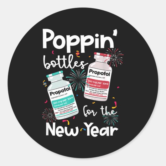 Icu Nurses New Year Eve Outfits Pn Bottles Cu Er N Ronde Sticker (Voorkant)
