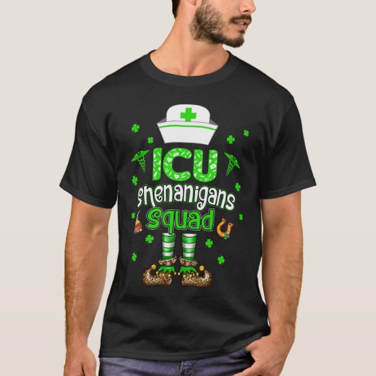 ICU Shenanigans Squad Family Group Nurse St Patric T-shirt (Voorkant)