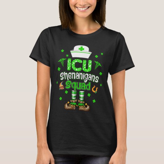 ICU Shenanigans Squad Family Group Nurse St Patric T-shirt (Voorkant)