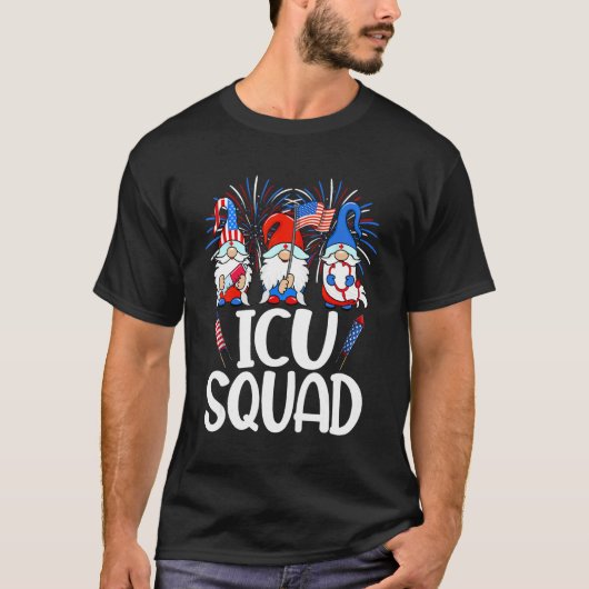 ICU Squad Gnomes Nurse 4th Of July Stethoscope Pat T-shirt (Voorkant)
