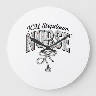 ICU Stepdown Verpleegster Vintage Bloem Stethoscoo Grote Klok