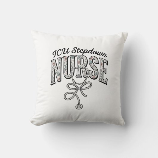 ICU Stepdown Verpleegster Vintage Bloem Stethoscoo Kussen (Voorkant)