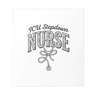 ICU Stepdown Verpleegster Vintage Bloem Stethoscoo Notitieblok
