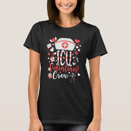 ICU Valentines Nurse Crew Family Group Nursing Lov T-shirt (Voorkant)
