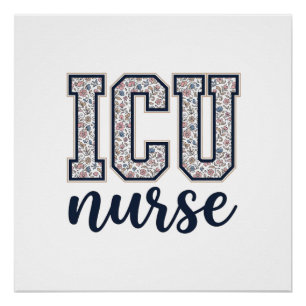 ICU-verpleegster bloemen varsity shirt ontwerp_1 Perfect Poster