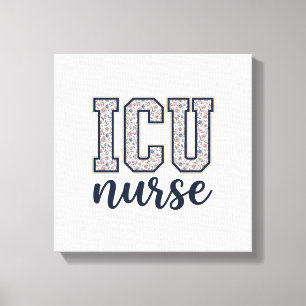 ICU-verpleegster bloemige varsity shirt ontwerp_1 Canvas Afdruk