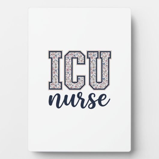 ICU-verpleegster bloemige varsity shirt ontwerp_1 Fotoplaat (voorkant)
