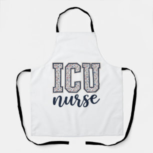 ICU-verpleegster bloemige varsity shirt ontwerp_1 Schort