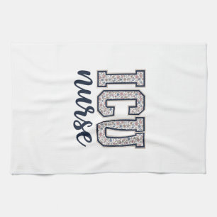 ICU-verpleegster bloemige varsity shirt ontwerp_1 Theedoek