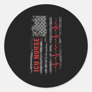 ICU Verpleegster Kritische Zorg Amerikaanse vlag Ronde Sticker