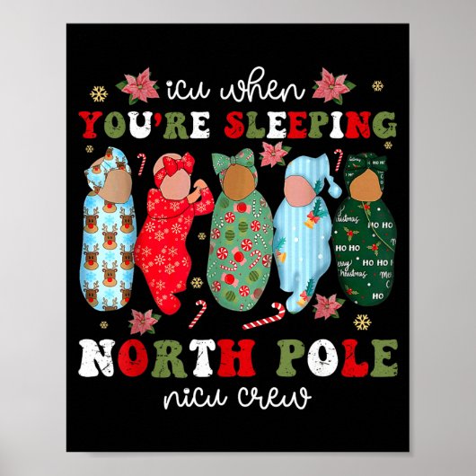 Icu When You’re Sleeng Nicu Crew Cute Baby Christm Poster (Voorkant)