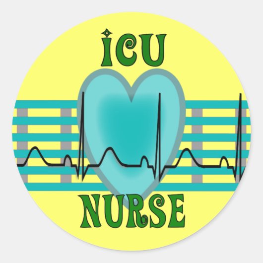 ICU-zurencadeautjes, QRS- en hartontwerp Ronde Sticker (Voorkant)