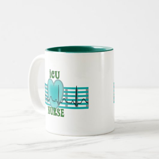 ICU-zurencadeautjes, QRS- en hartontwerp Tweekleurige Koffiemok (Voorkant links)