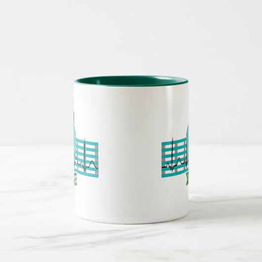 ICU-zurencadeautjes, QRS- en hartontwerp Tweekleurige Koffiemok (Center)