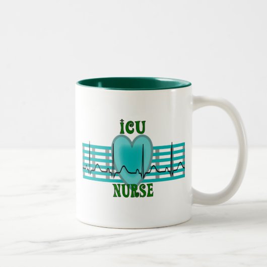 ICU-zurencadeautjes, QRS- en hartontwerp Tweekleurige Koffiemok (Rechts)