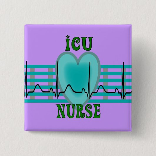 ICU-zurencadeautjes, QRS- en hartontwerp Vierkante Button 5,1 Cm (Voorkant)