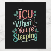ICU's als je op ICU's slaapzalig kerstfeest bent Wijn Etiket (Enkel label)