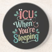 ICU's als je op ICU's slaapzalig kerstfeest bent Zandsteen Onderzetter (Voorkant)