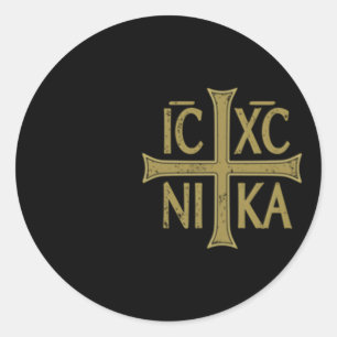 ICXC Nika Christogram Cross Orthodox Christelijk D Ronde Sticker