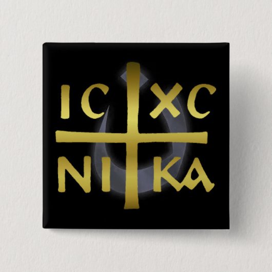 ICXC NIKA Jesus Christus verovert Nazarene knop Vierkante Button 5,1 Cm (Voorkant)