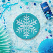 Icy Aqua Blauwgroen Bevroren Snowflake Winter Kers Papieren Bordje (Feest)