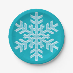 Icy Aqua Blauwgroen Bevroren Snowflake Winter Kers Papieren Bordje