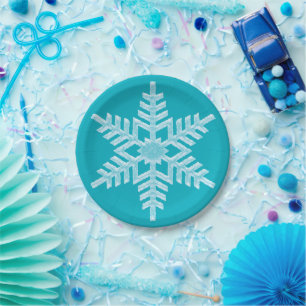Icy Aqua Blauwgroen Bevroren Snowflake Winter Kers Papieren Bordje