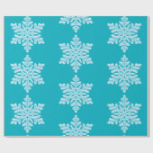 Icy Aqua Blauwgroen Bevroren Wintersnowflakes Kers Cadeaupapier (Vlak)