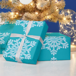 Icy Aqua Blauwgroen Bevroren Wintersnowflakes Kers Cadeaupapier