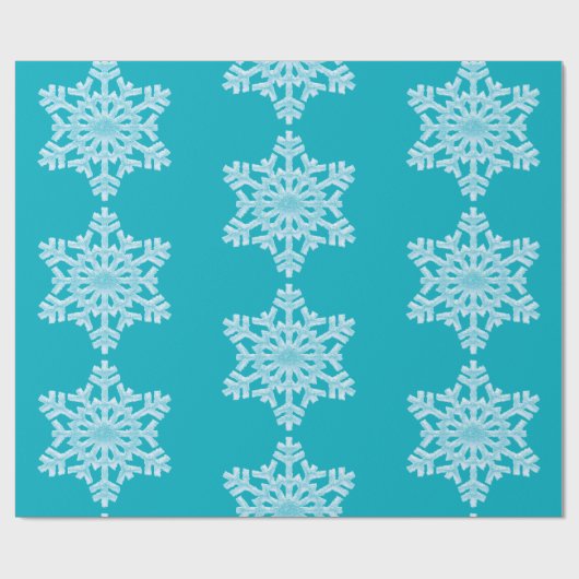 Icy Aqua Blauwgroen Bevroren Wintersnowflakes Kers Cadeaupapier (Vlak)