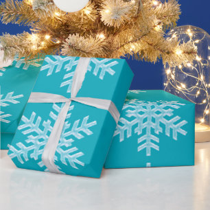 Icy Aqua Blauwgroen Bevroren Wintersnowflakes Kers Cadeaupapier