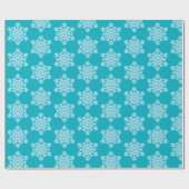 Icy Aqua Blauwgroen Bevroren Wintersnowflakes Kers Cadeaupapier (Vlak)