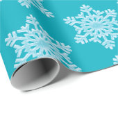 Icy Aqua Blauwgroen Bevroren Wintersnowflakes Kers Cadeaupapier (Rol Hoek)